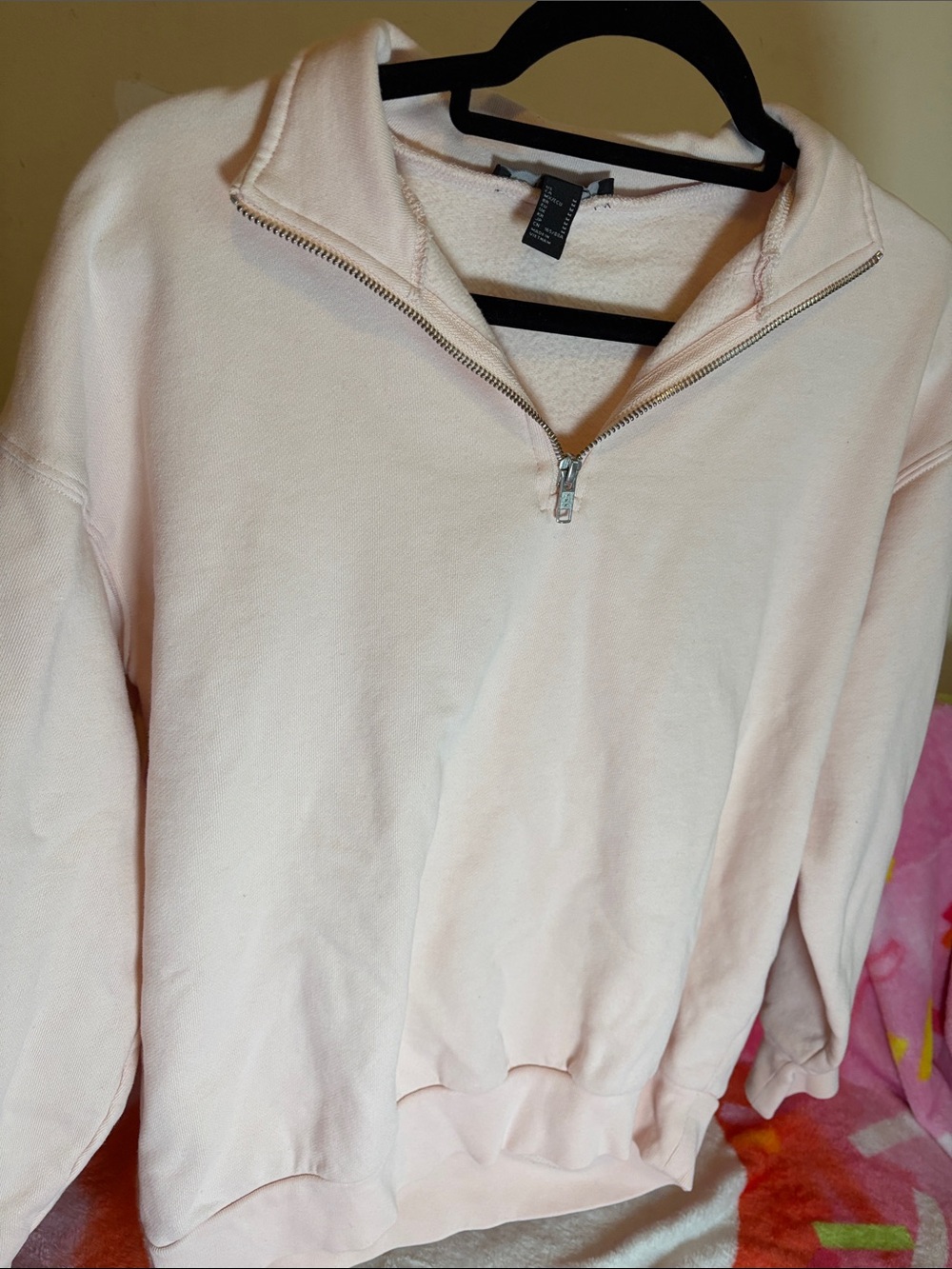 Forever 21 Pale Pink Half-Zip Sweatshirt